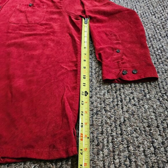 Consensus Sportswear Red Suede-like Long Sleeve Button Down 2XLarge - Picture 10 of 12